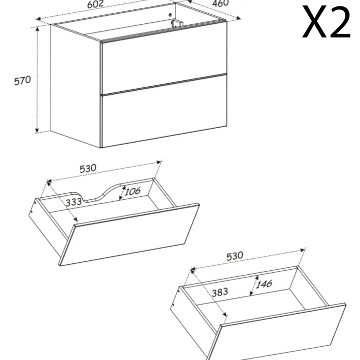 Mobile bagno sospeso 120cm fresato 4 cassetti beige Sand