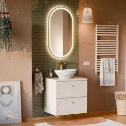 Mobile bagno sospeso 60cm fresato 2 cassetti beige Sand