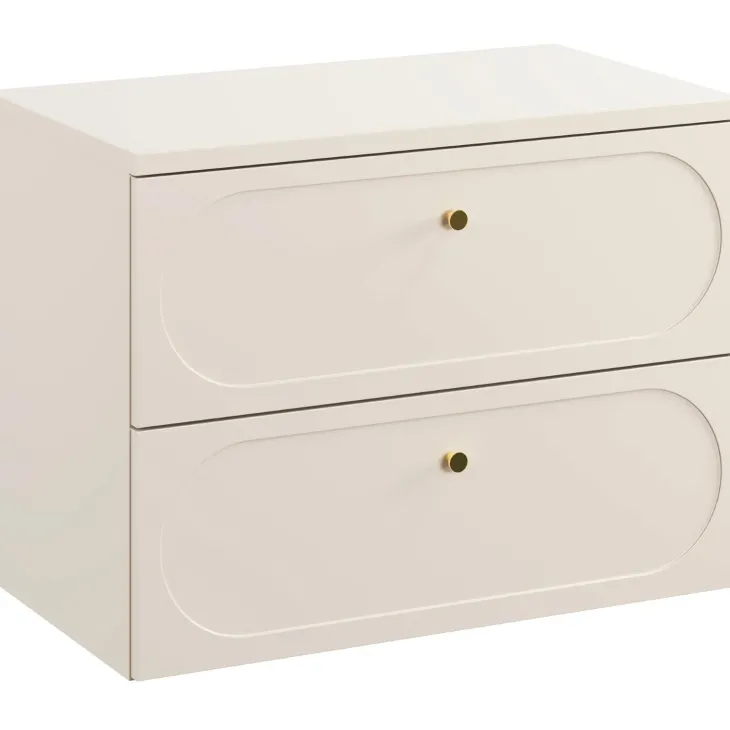 Mobile bagno sospeso 80cm fresato 2 cassetti beige Sand