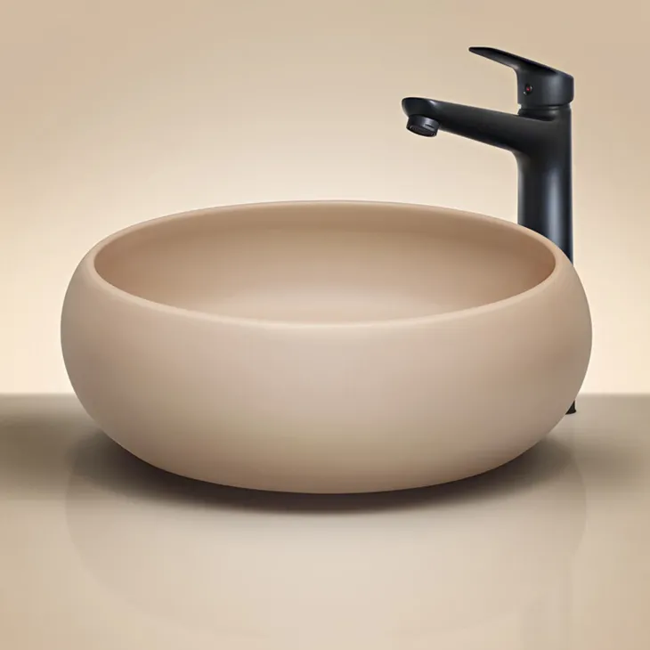 Mobile bagno sospeso fresato 120cm con colonna beige Sand