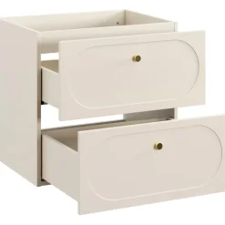 Mobile bagno sospeso fresato 60cm con lavabo 2 cassetti beige Sand