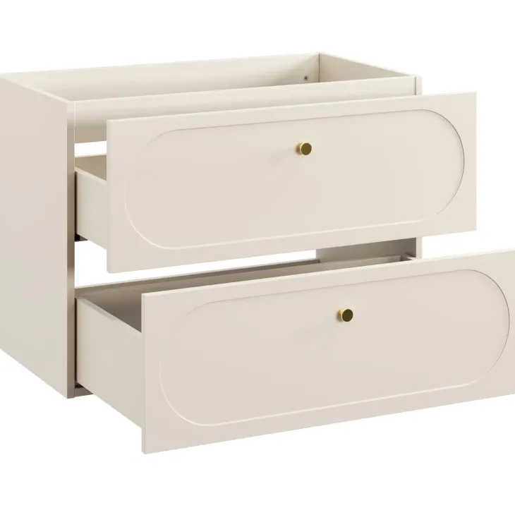 Mobile bagno sospeso fresato 80cm con colonna beige Sand