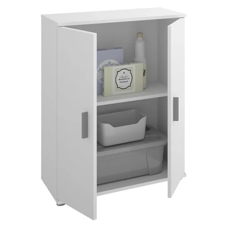 Mobile bagno 61x80h cm con 2 ante multiuso legno bianco Ander