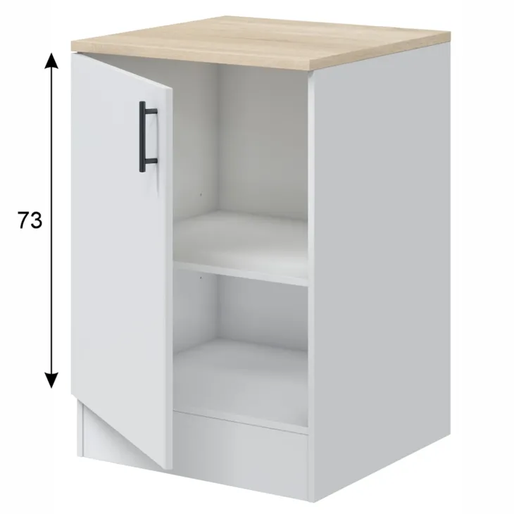 Mobile base multiuso 60x90h cm componibile 1 anta bianco lucido rovere Kimera