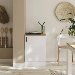 Mobile base multiuso 60x90h cm componibile 1 anta bianco lucido rovere Kimera