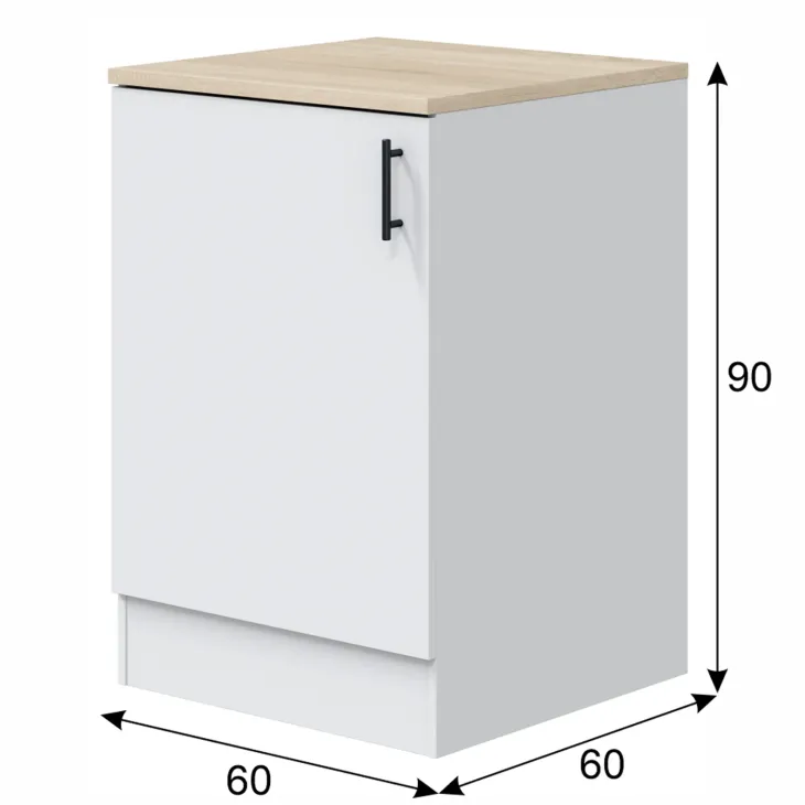 Mobile base multiuso 60x90h cm componibile 1 anta bianco lucido rovere Kimera