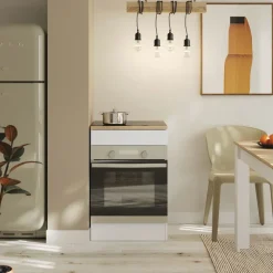 Mobile base per forno a incasso 60x90h cm componibile bianco lucido rovere Kimera