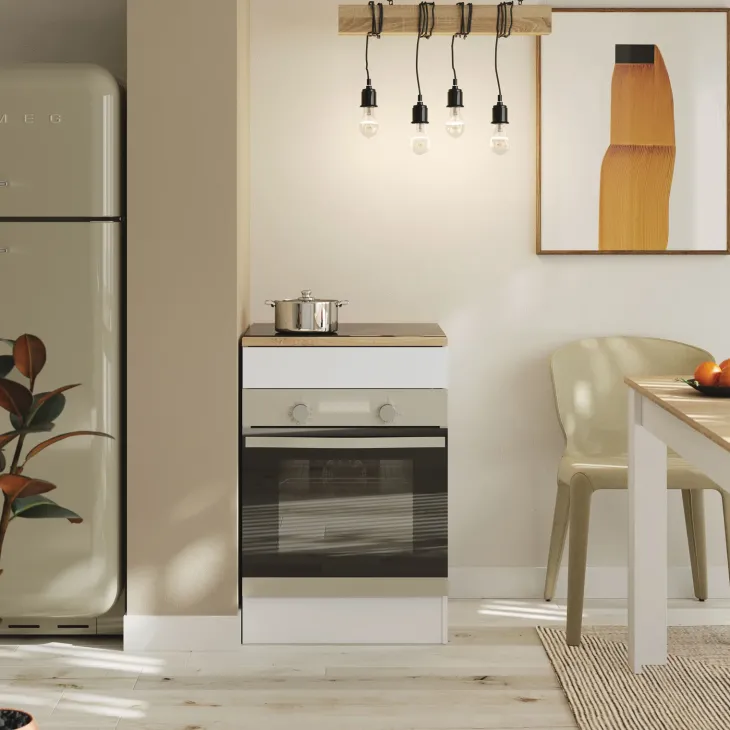 Mobile base per forno a incasso 60x90h cm componibile bianco lucido rovere Kimera