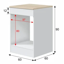Mobile base per forno a incasso 60x90h cm componibile bianco lucido rovere Kimera
