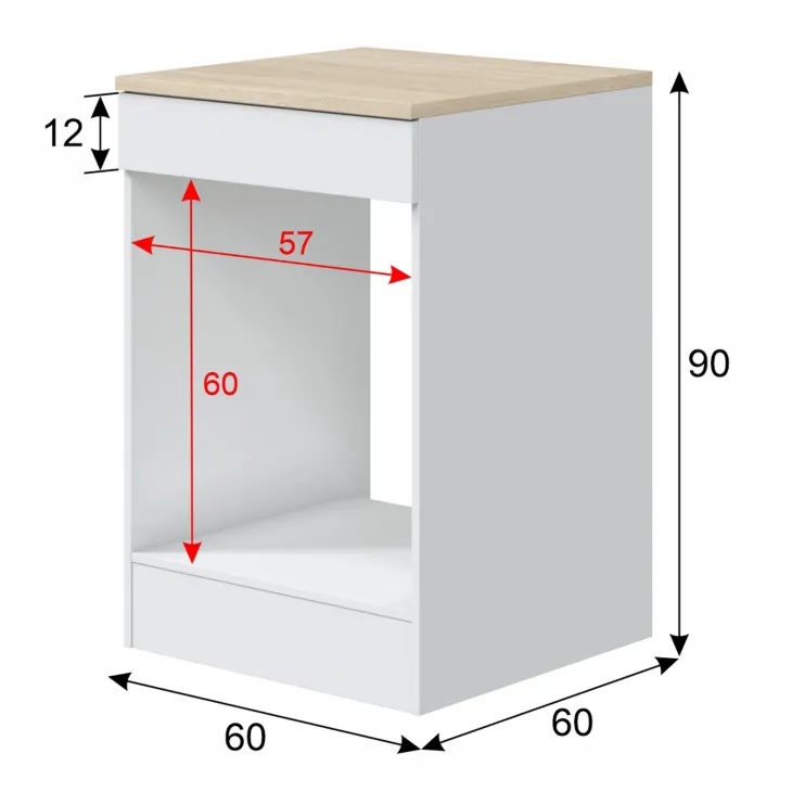 Mobile base per forno a incasso 60x90h cm componibile bianco lucido rovere Kimera