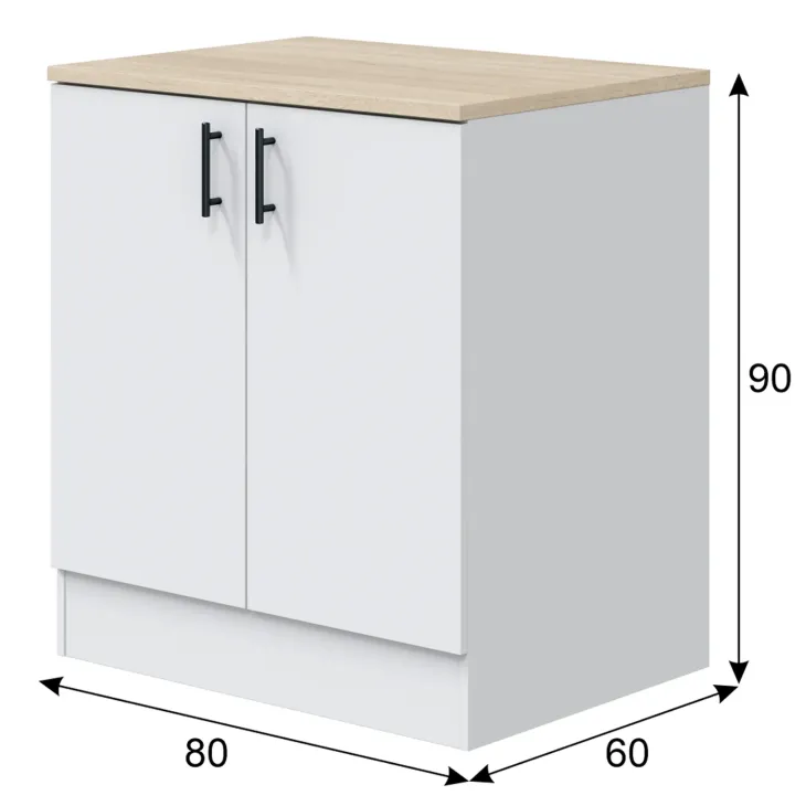Mobile base sottolavello multiuso 80x90h cm componibile 2 ante bianco lucido rovere Kimera