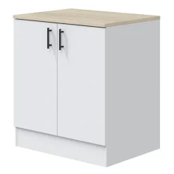 Mobile base sottolavello multiuso 80x90h cm componibile 2 ante bianco lucido rovere Kimera