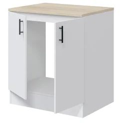 Mobile base sottolavello multiuso 80x90h cm componibile 2 ante bianco lucido rovere Kimera