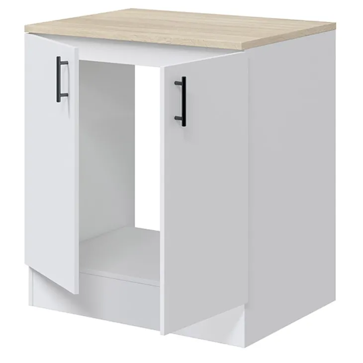 Mobile base sottolavello multiuso 80x90h cm componibile 2 ante bianco lucido rovere Kimera
