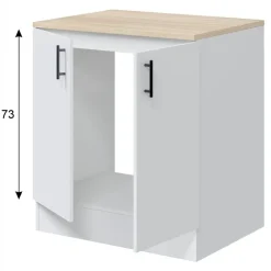 Mobile base sottolavello multiuso 80x90h cm componibile 2 ante bianco lucido rovere Kimera