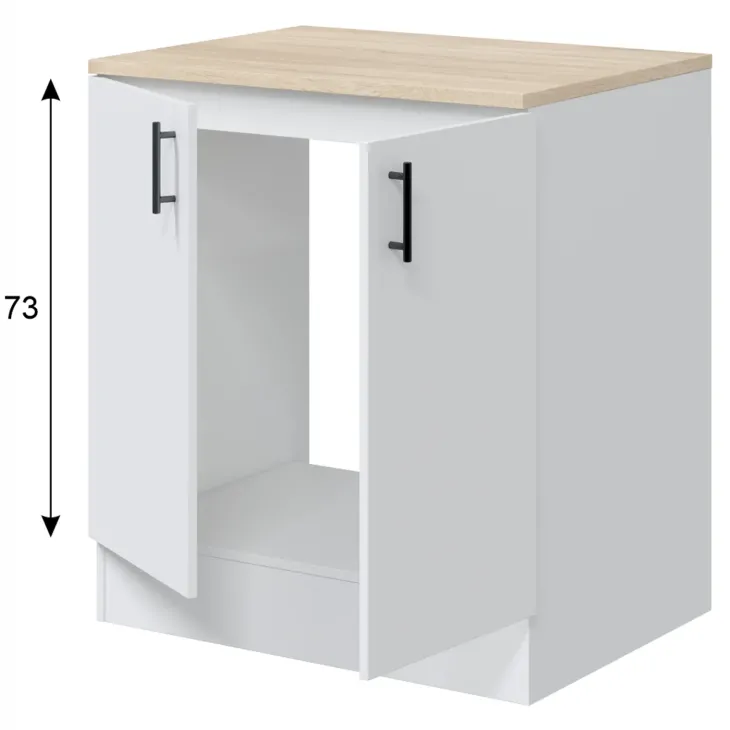 Mobile base sottolavello multiuso 80x90h cm componibile 2 ante bianco lucido rovere Kimera