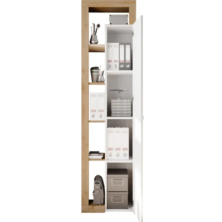 Mobile colonna multiuso 50x189h cm bianco lucido rovere Invictus