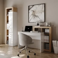 Mobile colonna multiuso 50x189h cm bianco lucido rovere Invictus