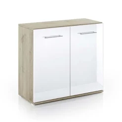 Mobile contenitore multiuso 80x72h cm 2 ante rovere bianco lucido Time A