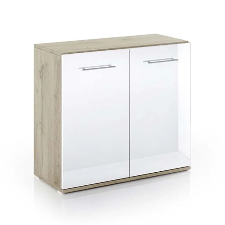 Mobile contenitore multiuso 80x72h cm 2 ante rovere bianco lucido Time A