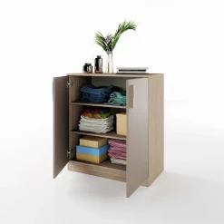 Mobile contenitore multiuso 80x91h cm 2 ante rovere scuro marrone Ginger