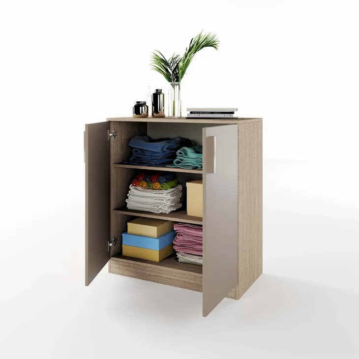 Mobile contenitore multiuso 80x91h cm 2 ante rovere scuro marrone Ginger