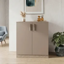 Mobile contenitore multiuso 80x91h cm 2 ante rovere scuro marrone Ginger