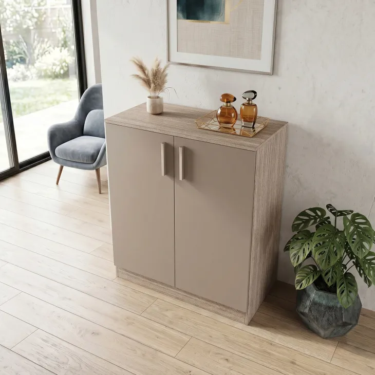 Mobile contenitore multiuso 80x91h cm 2 ante rovere scuro marrone Ginger