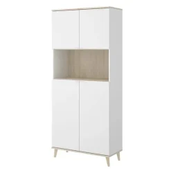 Mobile cucina 80x191h cm 4 ante bianco opaco rovere naturale Penny