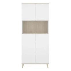 Mobile cucina 80x191h cm 4 ante bianco opaco rovere naturale Penny