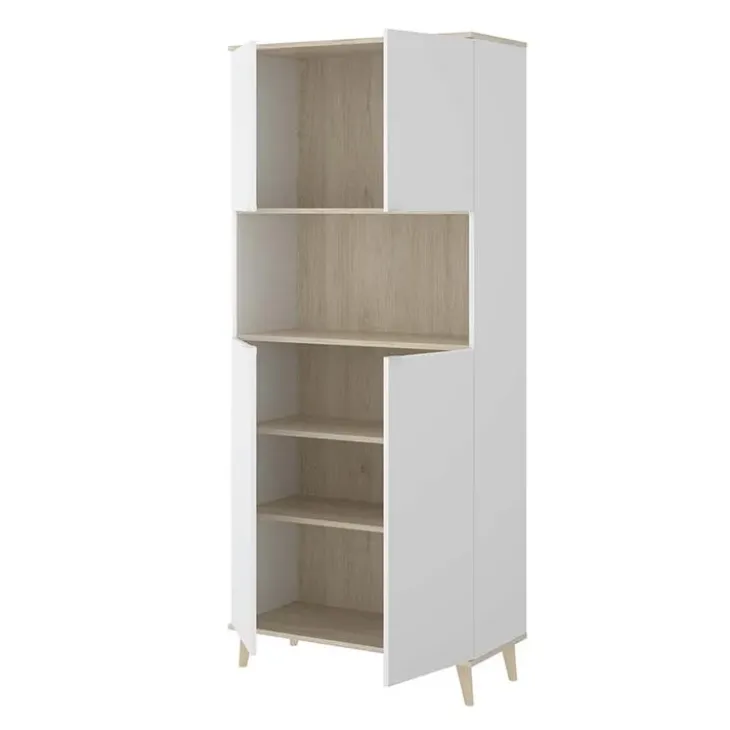 Mobile cucina 80x191h cm 4 ante bianco opaco rovere naturale Penny