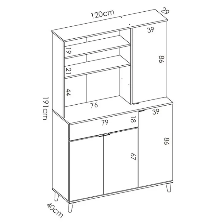 Mobile da cucina 120x191h cm 4 ante 1 cassetto bianco rovere Penny