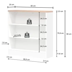 Mobile dispensa cucina 90x90h cm 3 vani bianco piano rovere Gourmet