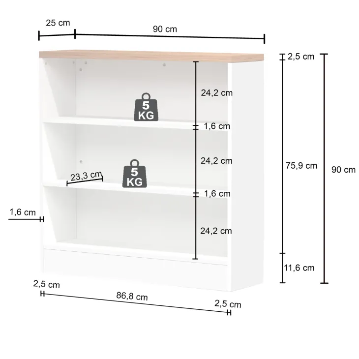 Mobile dispensa cucina 90x90h cm 3 vani bianco piano rovere Gourmet