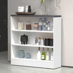 Mobile dispensa cucina 90x90h cm 3 vani bianco piano grigio pietra Gourmet