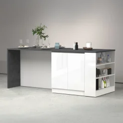 Mobile dispensa cucina 90x90h cm 3 vani bianco piano grigio pietra Gourmet