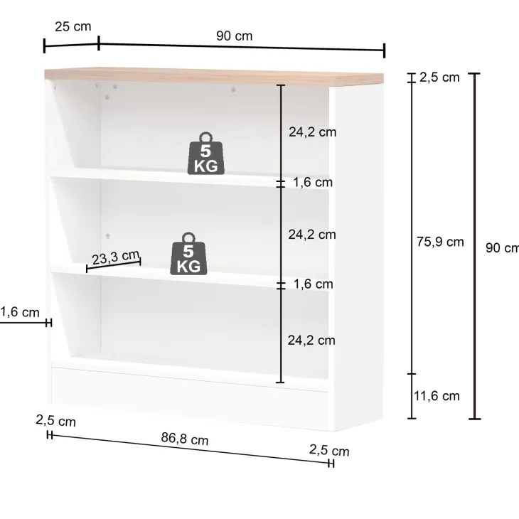Mobile dispensa cucina 90x90h cm 3 vani bianco piano grigio pietra Gourmet