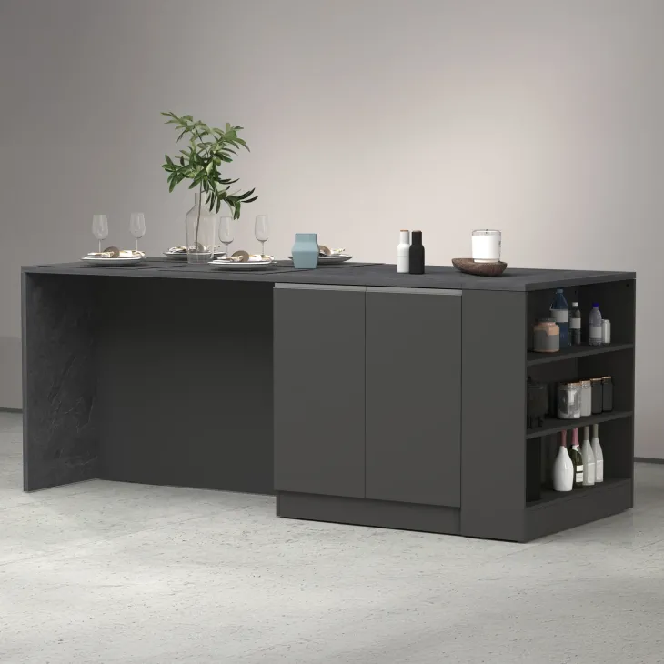 Mobile dispensa cucina 90x90h cm 3 vani antracite piano grigio pietra Gourmet