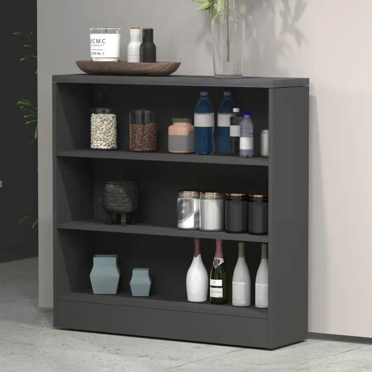 Mobile dispensa cucina 90x90h cm 3 vani antracite piano grigio pietra Gourmet
