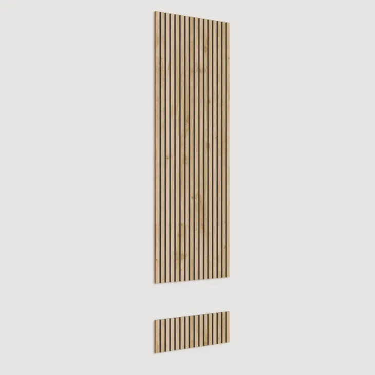 Mobile ingresso sospeso consolle 138x260h cm pannello cannettato bianco lucido rovere chiaro Sunset Decor 1024
