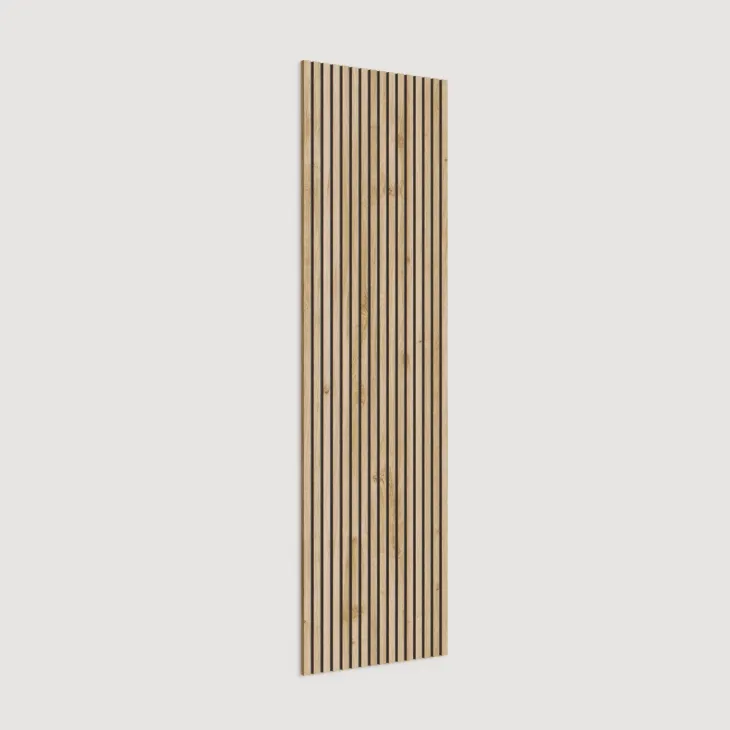 Mobile ingresso sospeso consolle 132x240h cm pannello cannettato marrone rovere chiaro Sunset Decor 1020