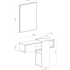 Mobile ingresso sospeso 100x185h cm con specchio bianco cemento Rich Gihome®