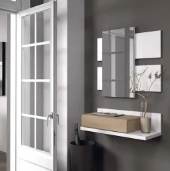 Mobile ingresso sospeso 75x140h cm con specchio bianco rovere Amy Gihome®