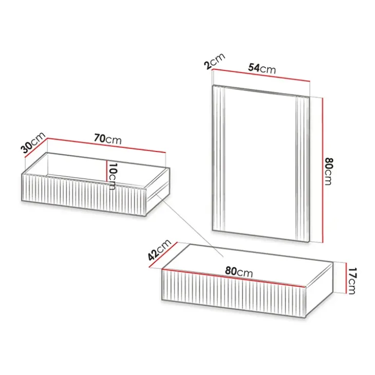 Mobile ingresso sospeso 80x97h cm con specchio cannettato quercia Essence