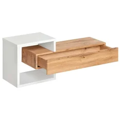Mobile ingresso sospeso 100x160h cm con specchio rovere bianco Dante 2 Gihome®