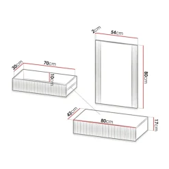 Mobile ingresso sospeso 80x97 h cm con specchio cannettato bianco Essence