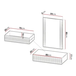 Mobile ingresso sospeso 80x97h cm con specchio cannettato nero Essence