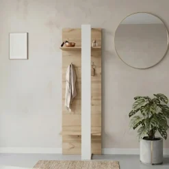 Mobile ingresso 56x183h cm appendiabiti con mensole rovere bianco Catania