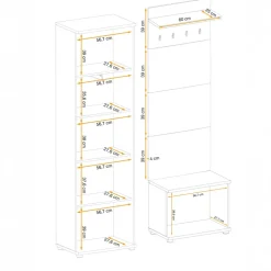 Mobile ingresso 150x202h cm con appendiabiti cannettatto rovere nero Berlino