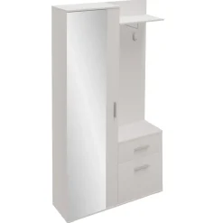 Mobile ingresso 97x195h cm con attaccapanni e specchio bianco Zefira